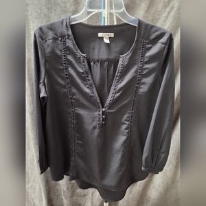 Amuse Society Dark Gray Blouse with Button Accents